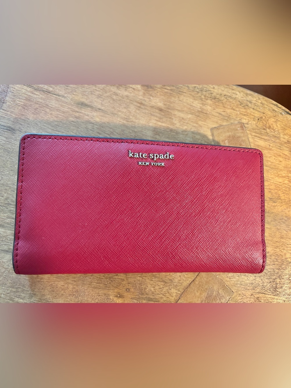 Kate Spade Large Slim Bi-Fold Red Leather Cameron Wallet
